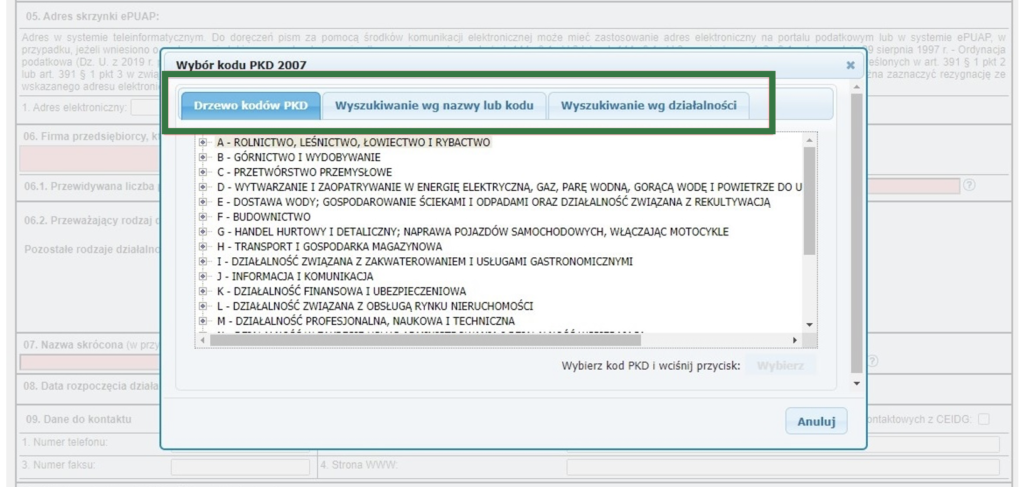 Jak założyć firmę online wybór PKD