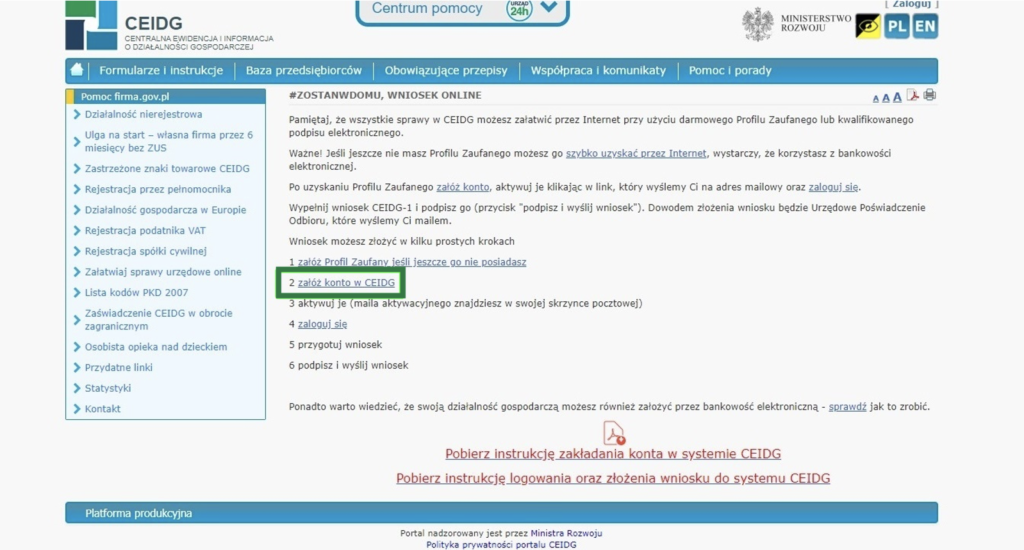 Jak założyć firmę online CEIDG